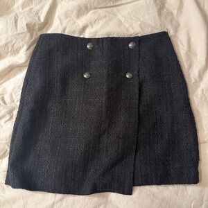 LOFT soft tweed style layered skirt with buttons